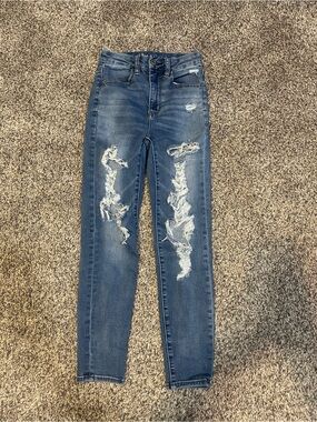 American Eagle Outfitters Distressed Skinny Jeans - Blue